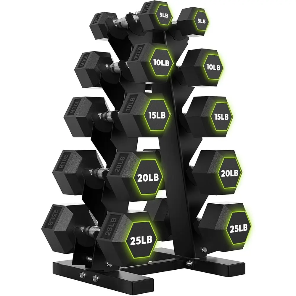 Home Gym Options - A-E Raflı Altıgen Dambıllar, 100-600 lb